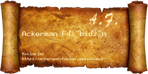 Ackerman Fábián névjegykártya